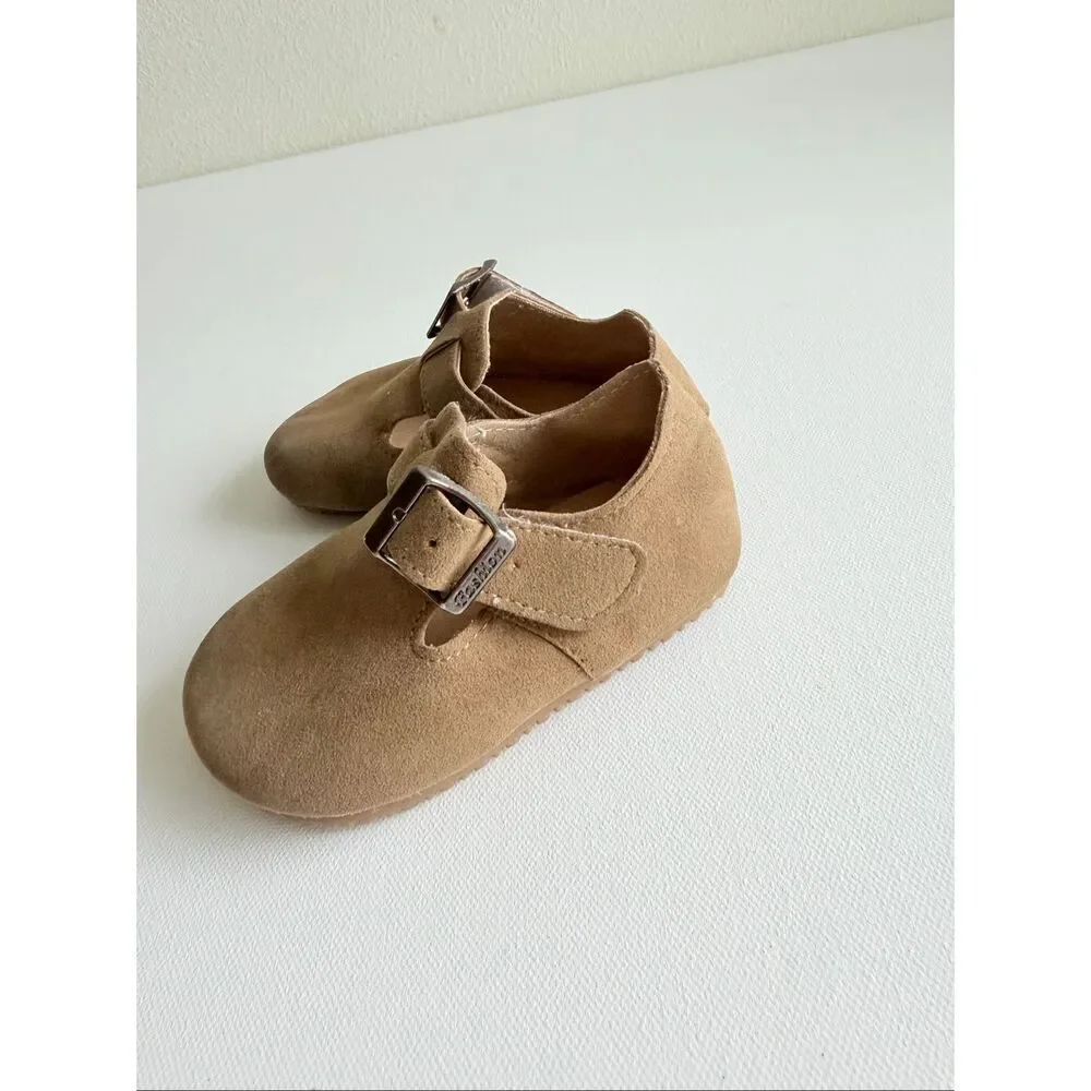 Kids Round Toe Non-Slip Soft Bottom Hook And Loop Casual Flat Shoes size 5.5